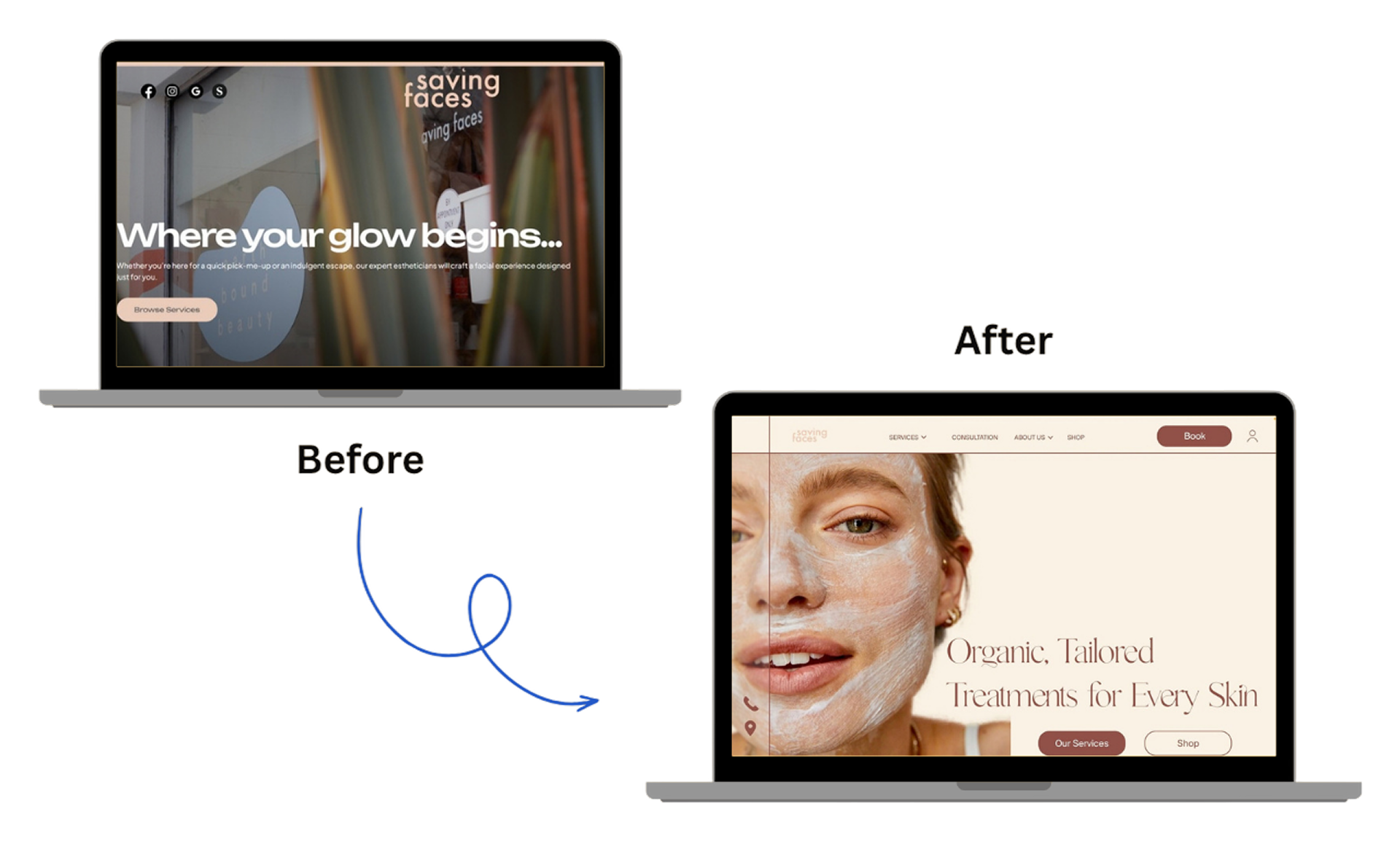 Saving Faces homepage redesign